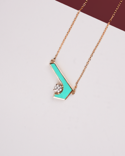 Turkuaz Açılı Pırlanta Kolye